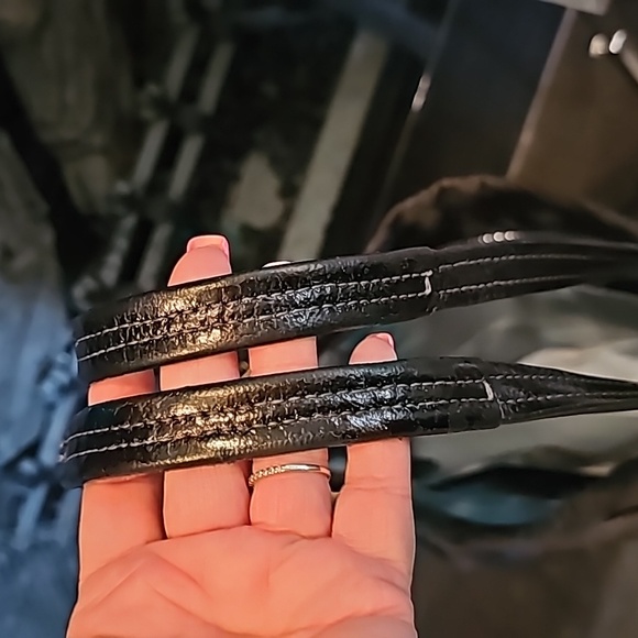 COACH BLACK Alex Stitched Large Handle Tote Shoulder Purse - Picture 8 of 12